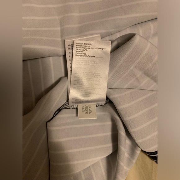 ✨⚡️💥Adidas Trefoil Originals Satin Black White Striped Tee Dress - Picture 10 of 15